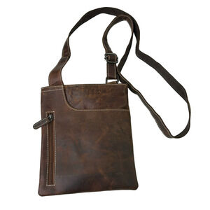 Arrigo Tan Leather Unisex Crossbody Bag Purse